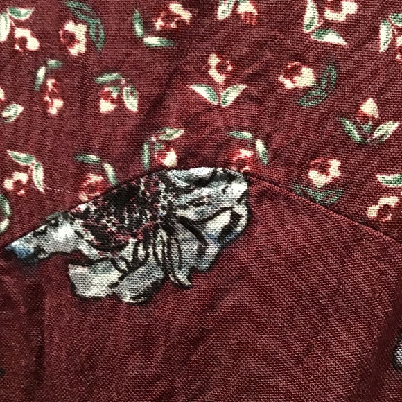 Eyeshadow Burgundy Floral Swing Dress, Size M - Picture 3 of 8
